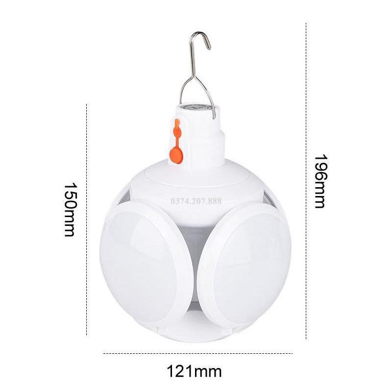 Đèn Led Năng Lượng Mặt Trời Tích Điện 40W, Đèn 4 Cánh Đuôi E27 Football UFO Lamp 4 Chế Độ Sáng