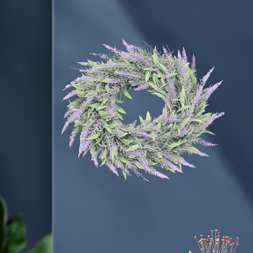 Artificial Front Door Simulation Lavender Flower Wreath Garland Green