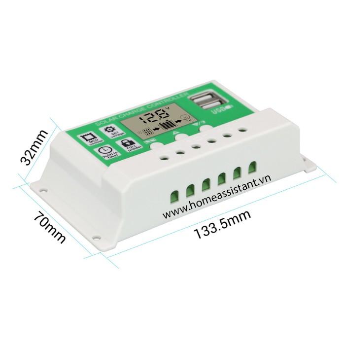 Bộ Điều Khiển Sạc Năng Lượng Mặt Trời PWM 30A Hỗ Trợ Pin Lithium PB02