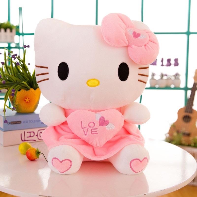 Gấu bông mèo Hello Kitty váy hồng kích thước 30-40-55cm