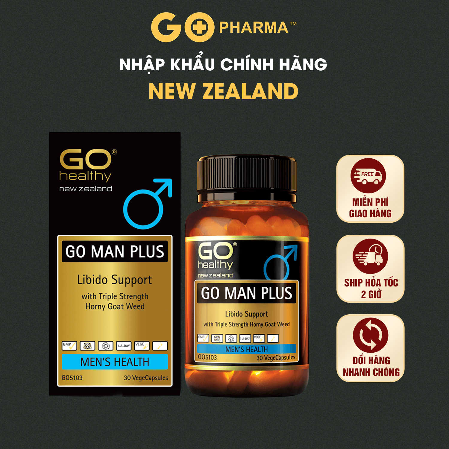 Viên Uống GO Man Plus - Cải Thiện Sinh Lý Nam GO Heathy New Zealand