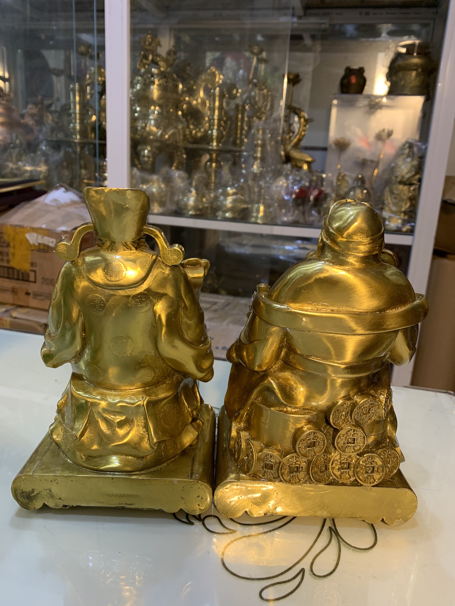 Thần tài thổ địa vàng cao 19cm
