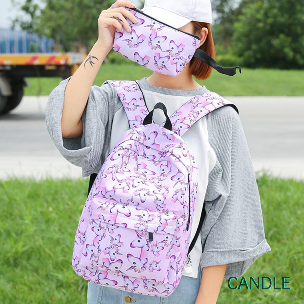 Set 2 Balo Túi Xách Ví Canvas Thời Trang Nữ