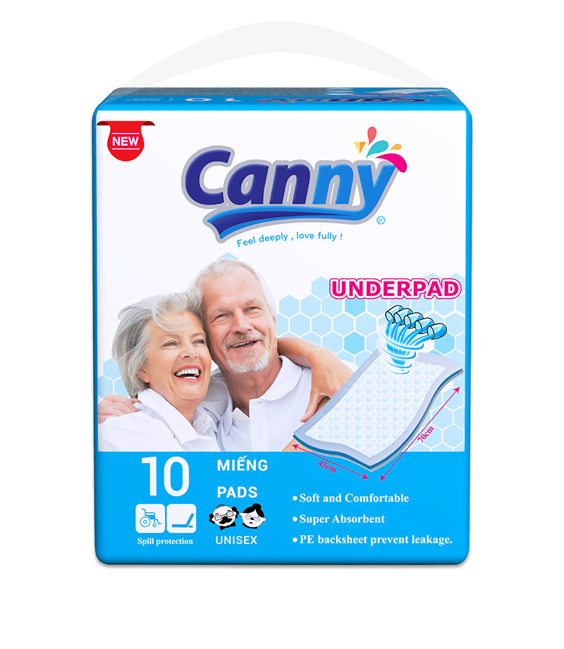 Tấm Đệm Lót Người Lớn CANNY Siêu Mềm Mại, Siêu Thấm, Kháng Khuẩn (10 miếng/gói)