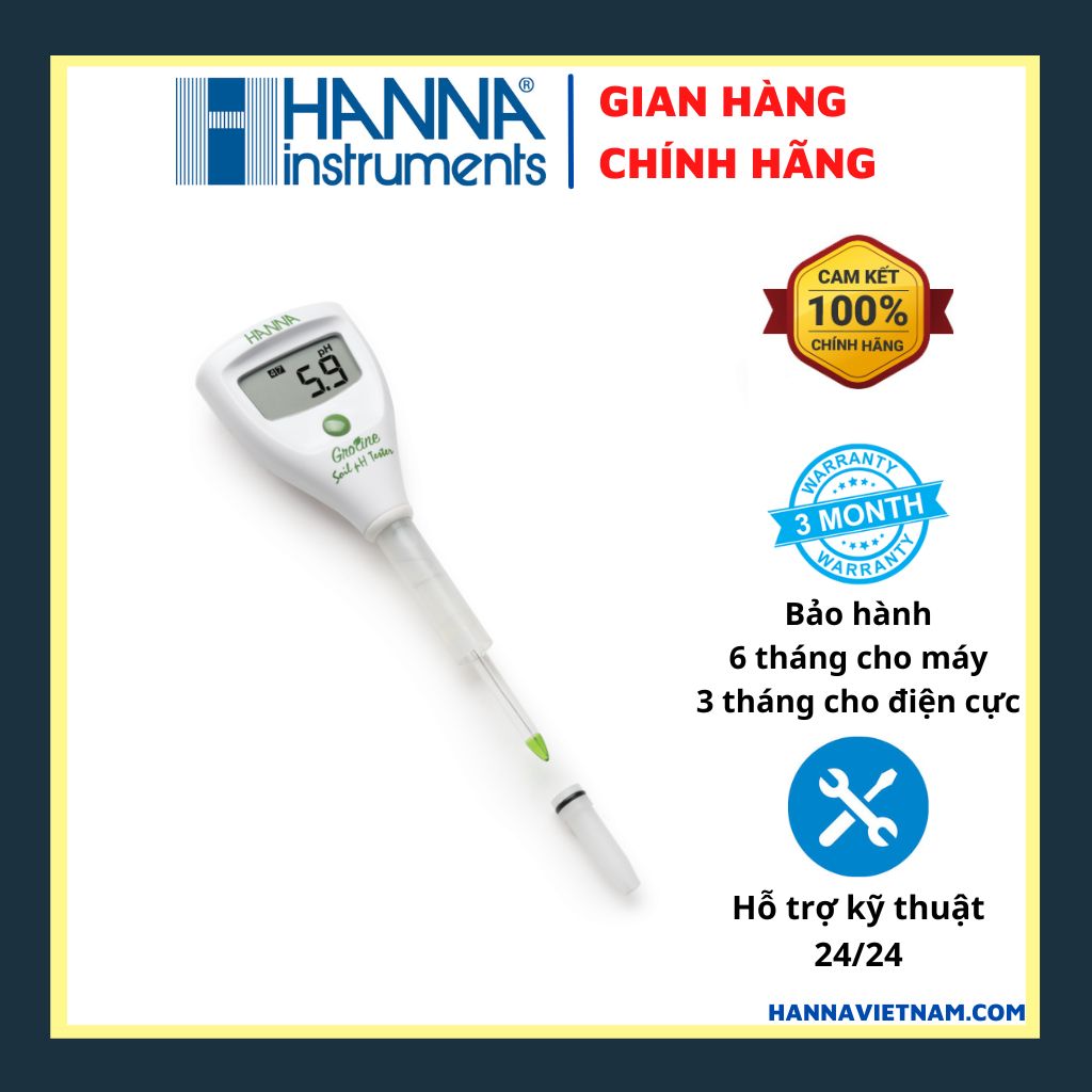 Máy Đo pH Trực Tiếp Trong Đất Trồng Và Trong Nước Dạng Bút Đo Bỏ Túi - HANNA - GroLine - HI981030 - Tặng Kèm Dung Dịch Hiệu Chuẩn Máy