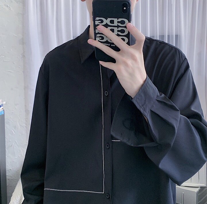 Áo sơ mi unisex form rộng - somi nam nữ sọc số 20