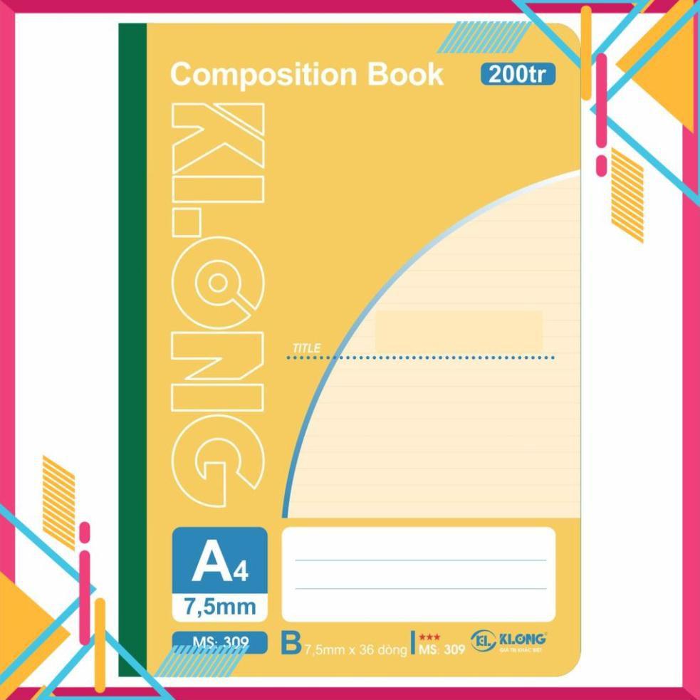 Sổ may KLONG A4 200trang 58/88 Compostion Book; MS: 309