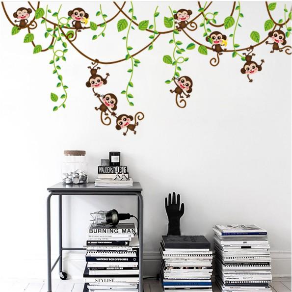 DDecal dán tường trang trí - Dây leo Monkey cho BÉ