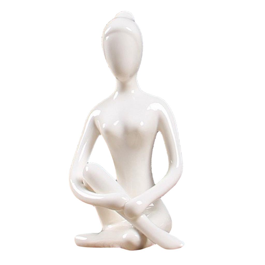 4x Ceramic Yoga Figure Ornament Statue Sculpture for  Desk Decor