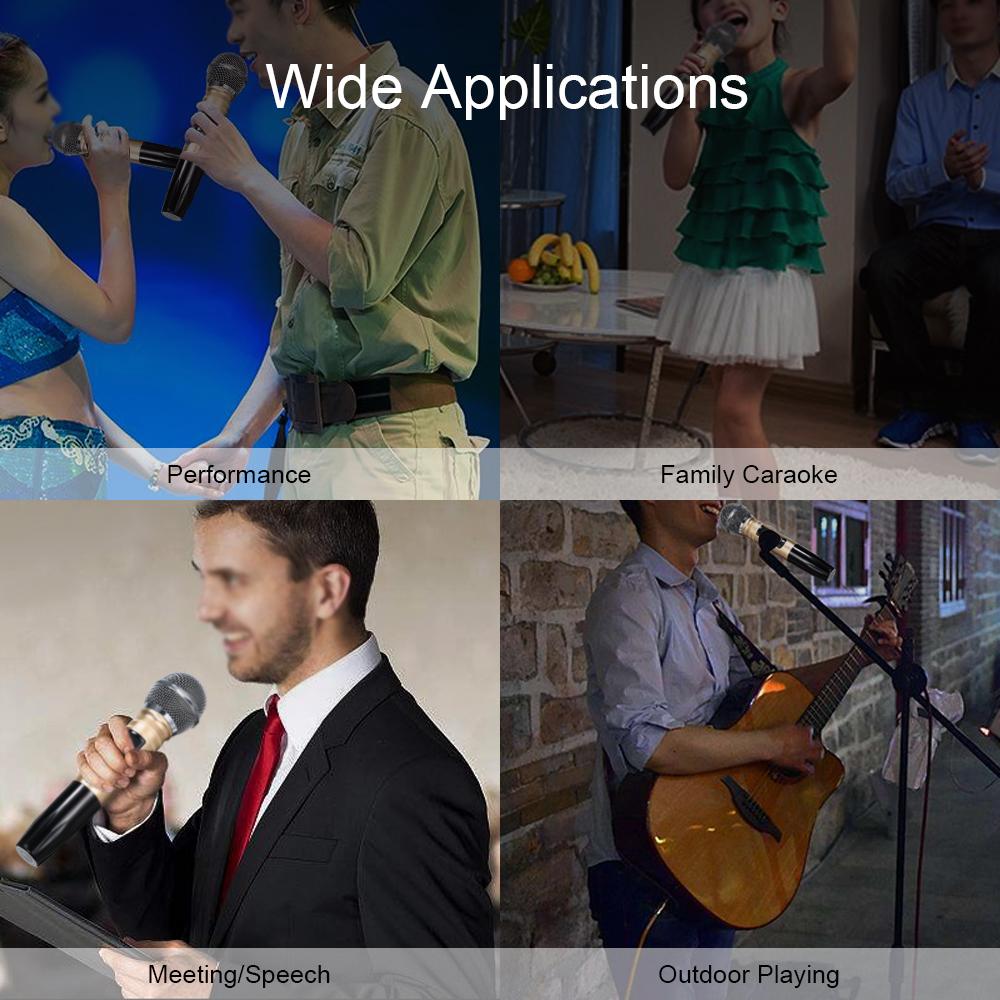 Micro không dây UHF Micro cầm tay KTV Karaoke Mic 2 chiếc cho Bài phát biểu cuộc họp