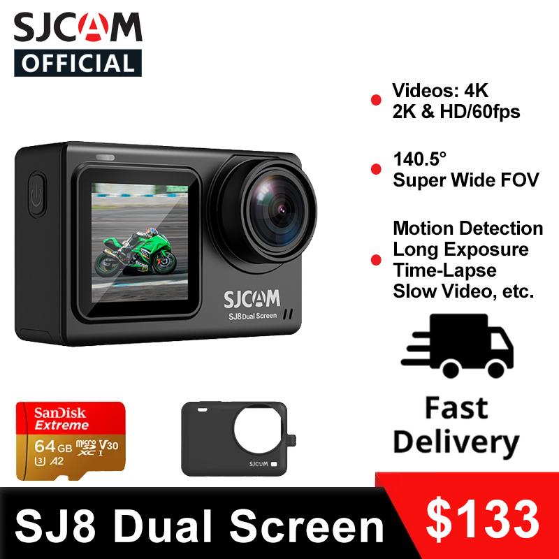 Máy ảnh hành động SJCAM SJ8 Màn hình kép 4K 30fps 20MP WiFi chống thấm WiFi Vision Touch Màn hình máy ảnh thể thao với thẻ nhớ 64GB