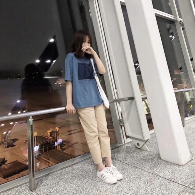 Quần kaki xuông sắn gấu