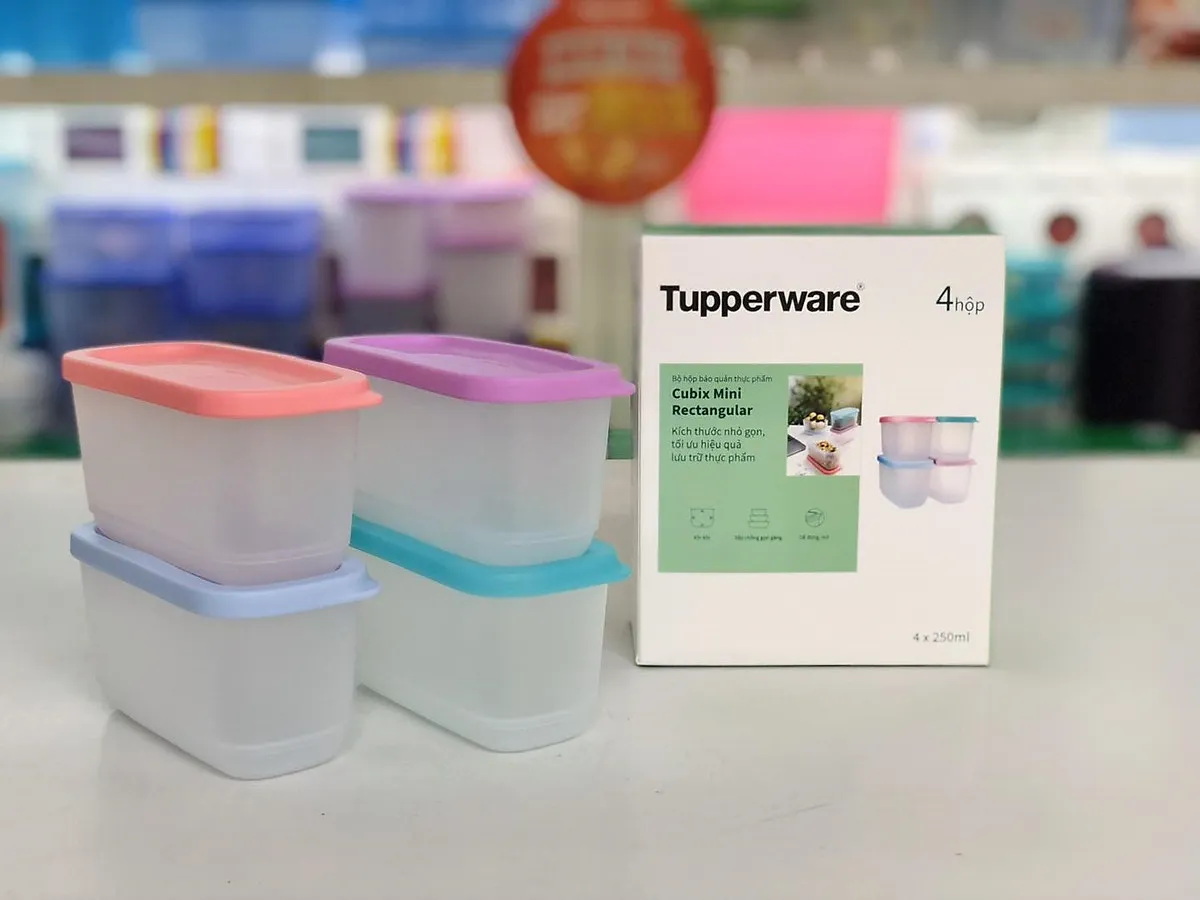 Bộ HộpTupperware Bảo Quản Thực Phẩm Cubix Mini Rectangular (4 Hộp) - Hàng Chính Hãng