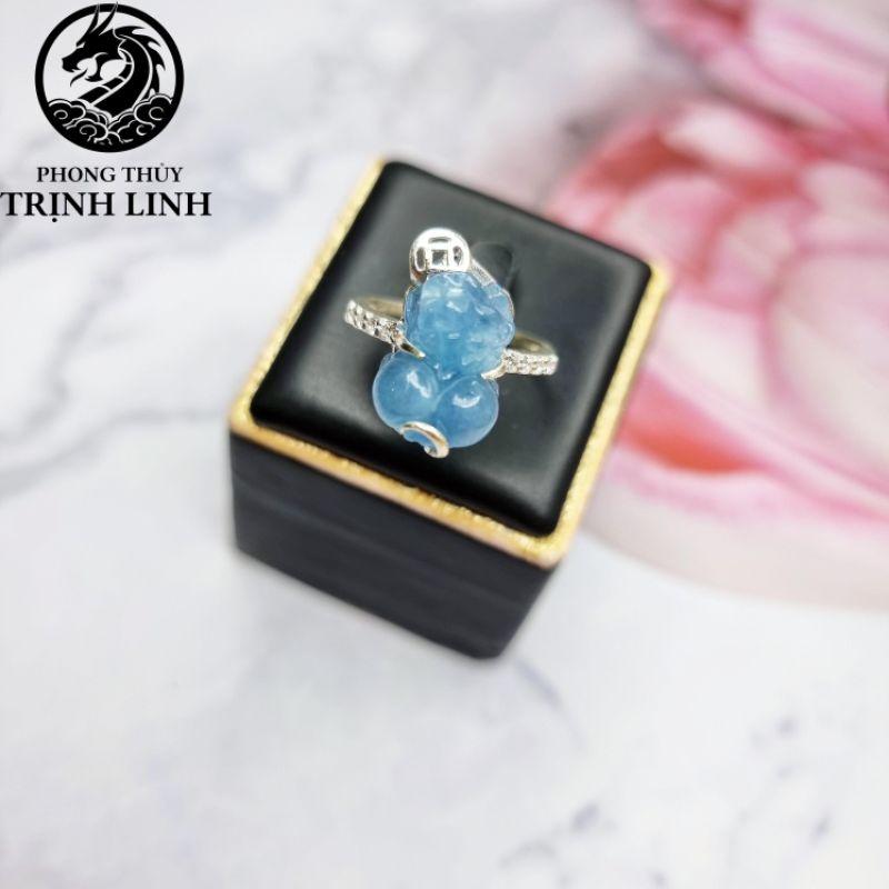 NHẪN BẠC HỒ LY - TỲ HƯU XANH DƯƠNG AQUAMARINE