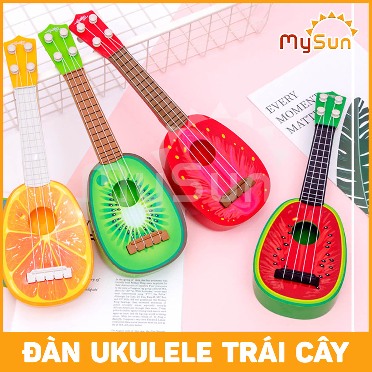 Cây đàn Ukulele đồ chơi nhạc cụ trẻ em 4 dây mini cho bé phát triển trí tuệ thông minh.