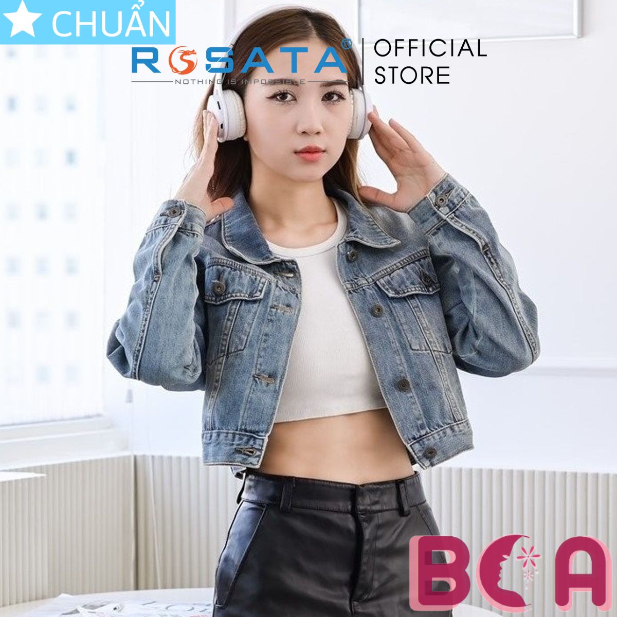 Áo khoác Jeans nữ lửng K32 màu Jeans cổ điển kết hợp tẩy nhạt làm điểm nhấn thu hút ánh nhìn bằng sự cá tính và trẻ trung