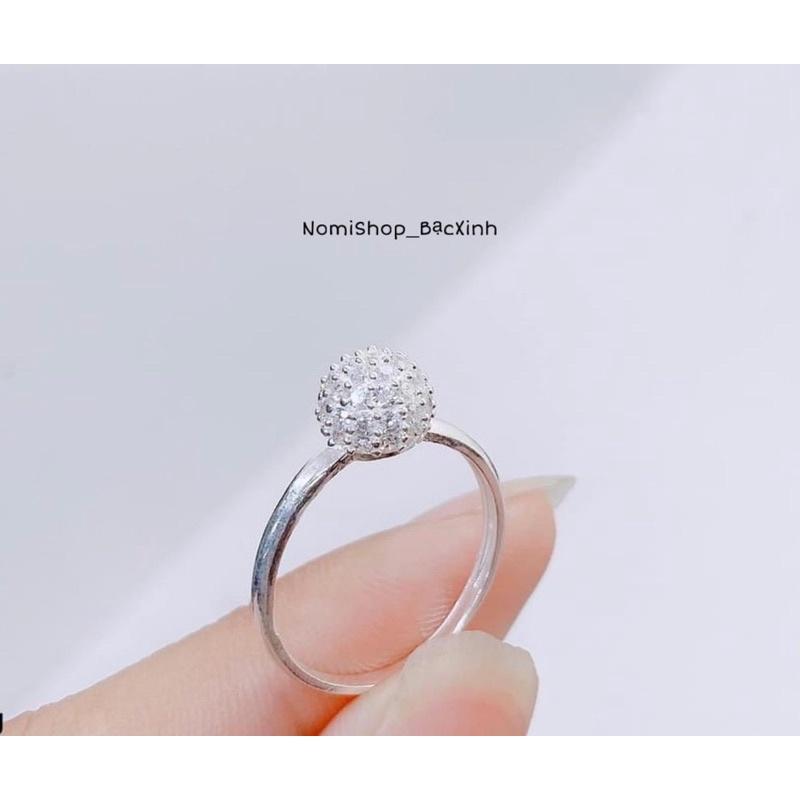 Nhẫn Bạc cầu đá 8ly, Điểm đá nhỏ li ti tạo điểm nhấn cho nhẫn long lanh nhẹ nhàng xinh xắn - Shop Bạc Nomi