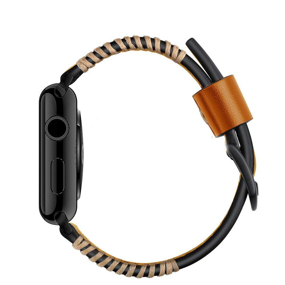 Dây đồng hồ Apple Watch, dây da Handmade 06 khóa thép không gỉ cho Apple Watch