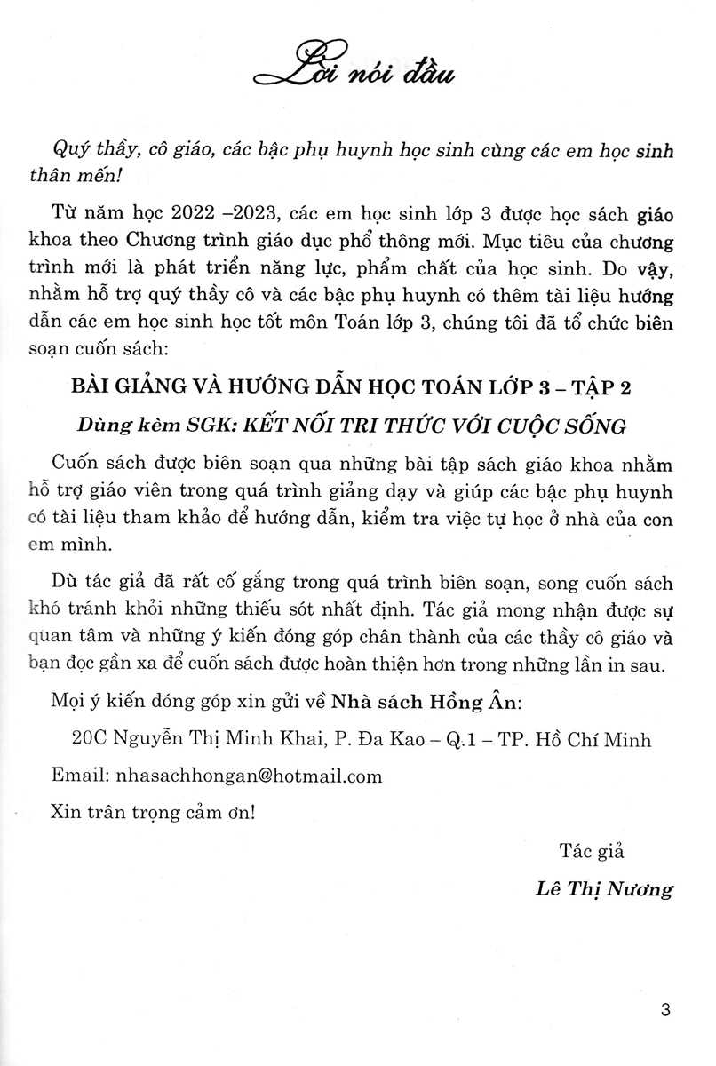 Sách tham khảo- Bài Giảng &amp; Hướng Dẫn Học Toán Lớp 3 - Tập 2 (Dùng Kèm SGK Kết Nối Tri Thức Với Cuộc Sống)_HA