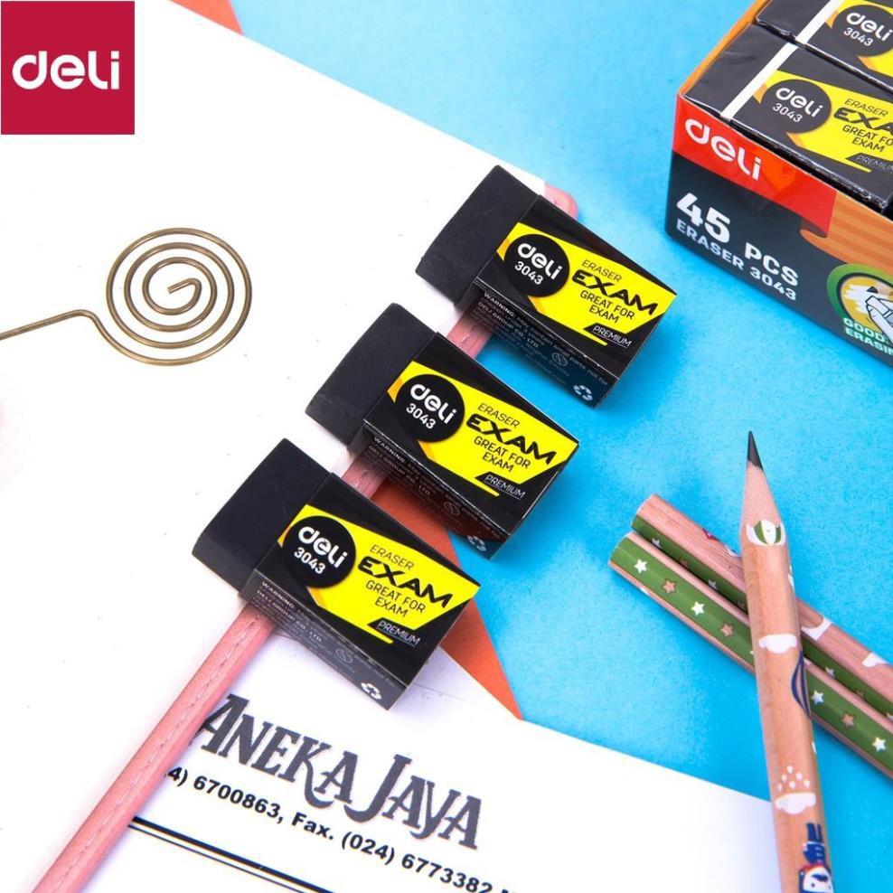 Tẩy 2B Deli, 40×22×12mm, Đen - 45 Viên/hộp - E3043
