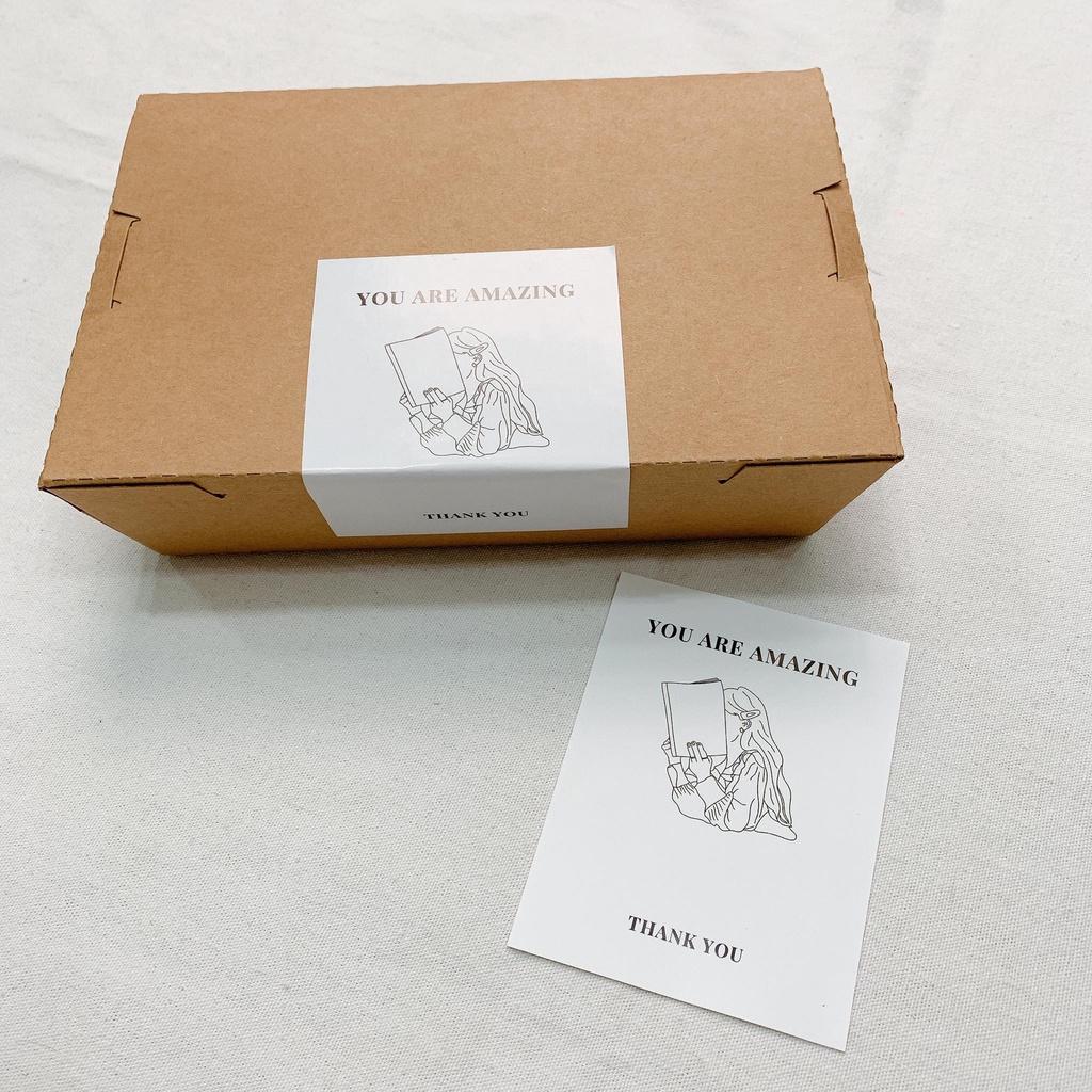 Tem Dán Niêm Phong Hộp Carton Thank You - Nhãn Dán Hộp Quà Carton Sticker Thank You - Tem Dán Cám Ơn 7x10