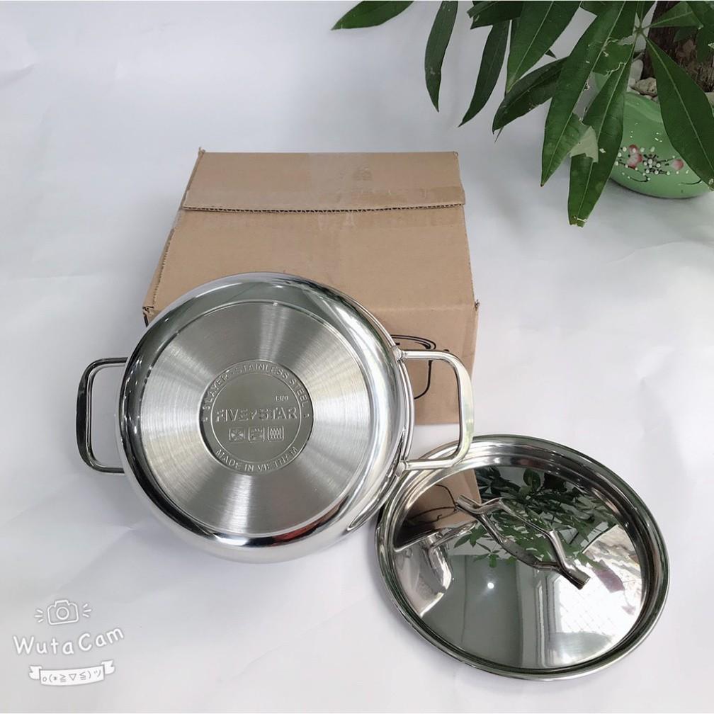 Bộ 2 nồi và 1 chảo chống dính 3 đáy từ inox 430 cao cấp FiveStar Standard nắp inox ( tặng 5 muỗng )