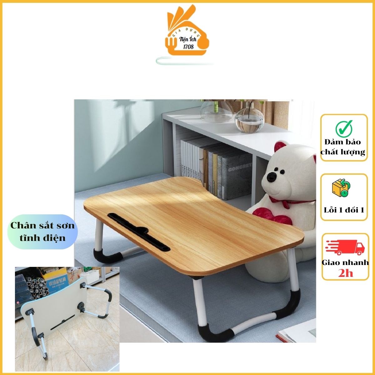Bàn Học Gấp Gọn Bàn Ngồi Bệt Làm Việc Trên Giường Cho Học Sinh, Sinh Viên - Giao Màu Ngẫu Nhiên
