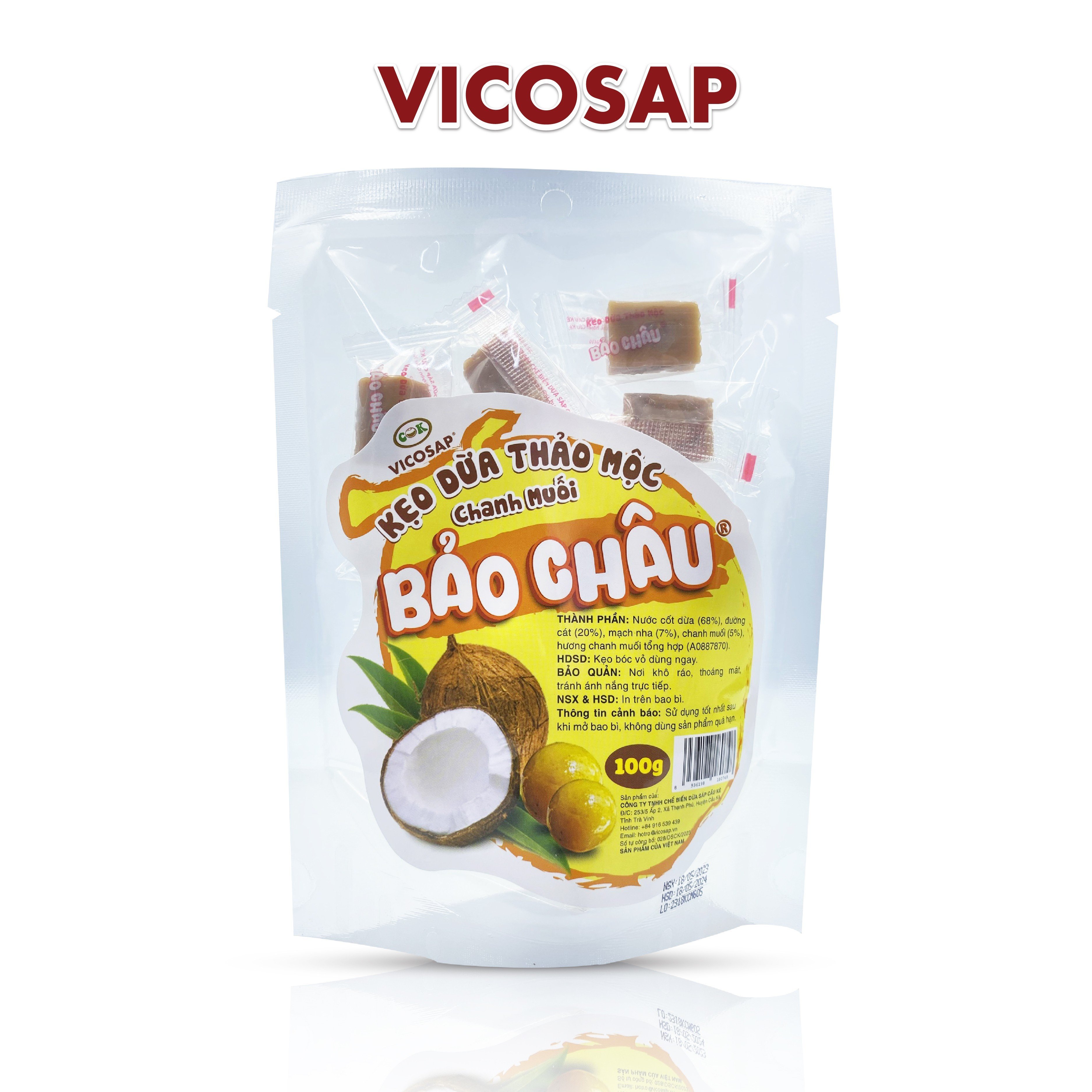 Kẹo Dừa Thảo Mộc Chanh Muối Bảo Châu 100g