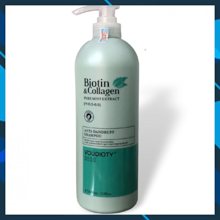 DẦU GỘI VOUDIOTY ANTI-DANDRUFF BIOTIN & COLLAGEN XANH MỀM MƯỢT NGĂN GÃY RỤNG CHO TÓC & DA ĐẦU GÀU NGỨA 1000ML