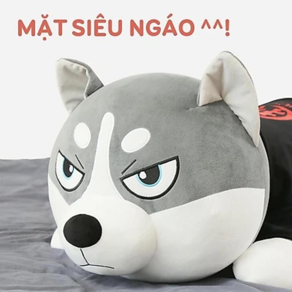 Gấu bông Chó Husky Siêu To Khổng Lồ - gối ôm cho bé chó -mèo Husky size từ 70cm-1m7