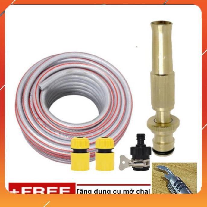 Vòi Xịt️Evoucher Bộ dây vòi xịt nước rửa xe, tưới cây , tăng áp 3 lần, loại 20m 206587 cút sập+ mở chai