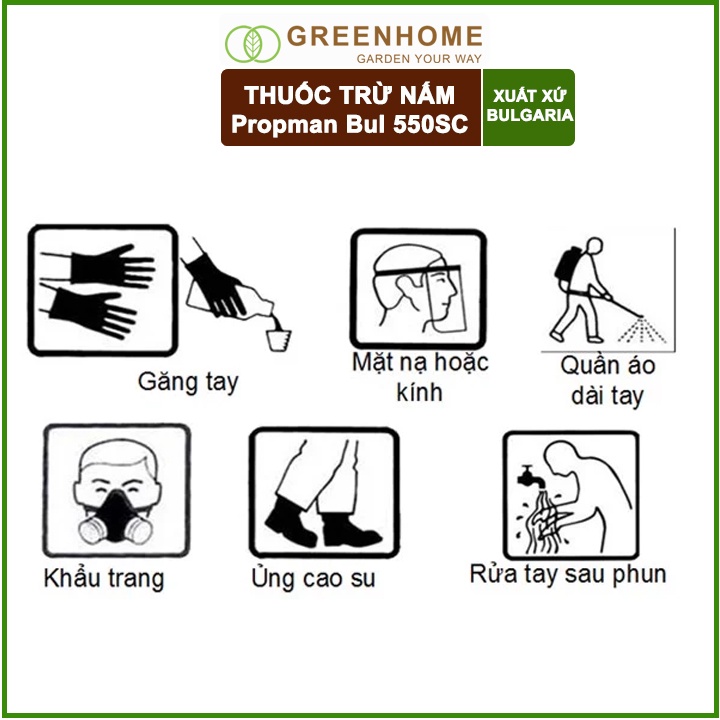 Thuốc Trị Nấm Cây Trồng Greenhome, Propman Bul 550sc, Gói 25ml, Trừ Đốm Lá Hoa Hồng, Nấm Trên Kiểng Lá, Cây Ăn Quả