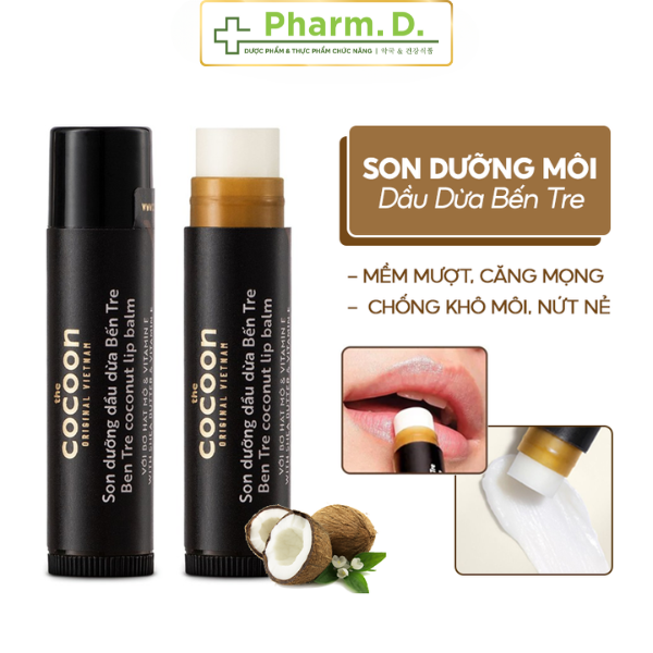 Son Dưỡng Môi Dầu Dừa Cocoon 5g – Dưỡng Ẩm Môi Khô, Giảm Nứt Nẻ, Phục Hồi Môi Thâm – Son Dưỡng Thiên Nhiên Thuần Chay