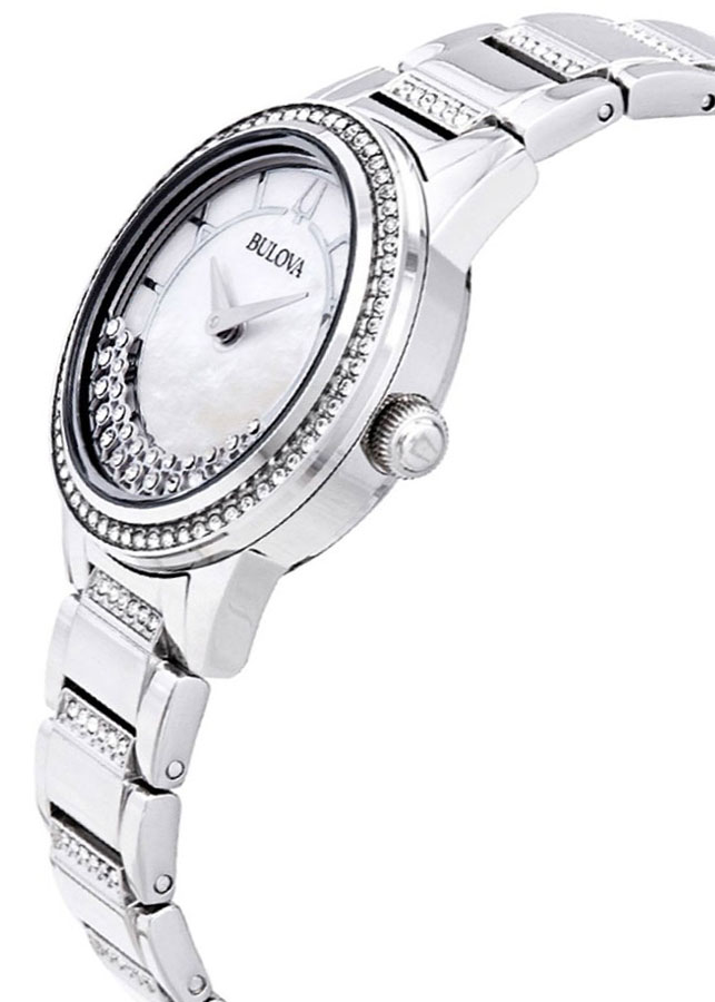 Đồng Hồ Nữ Bulova Đính Đá Swarovski Dây Thép Không Gỉ 96L257 - Mặt Xà Cừ