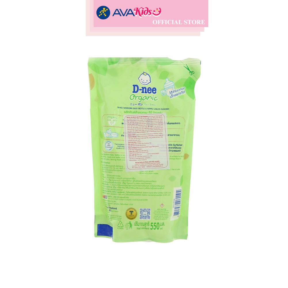 Nước rửa bình sữa D-nee Organic túi 550 ml hương cam
