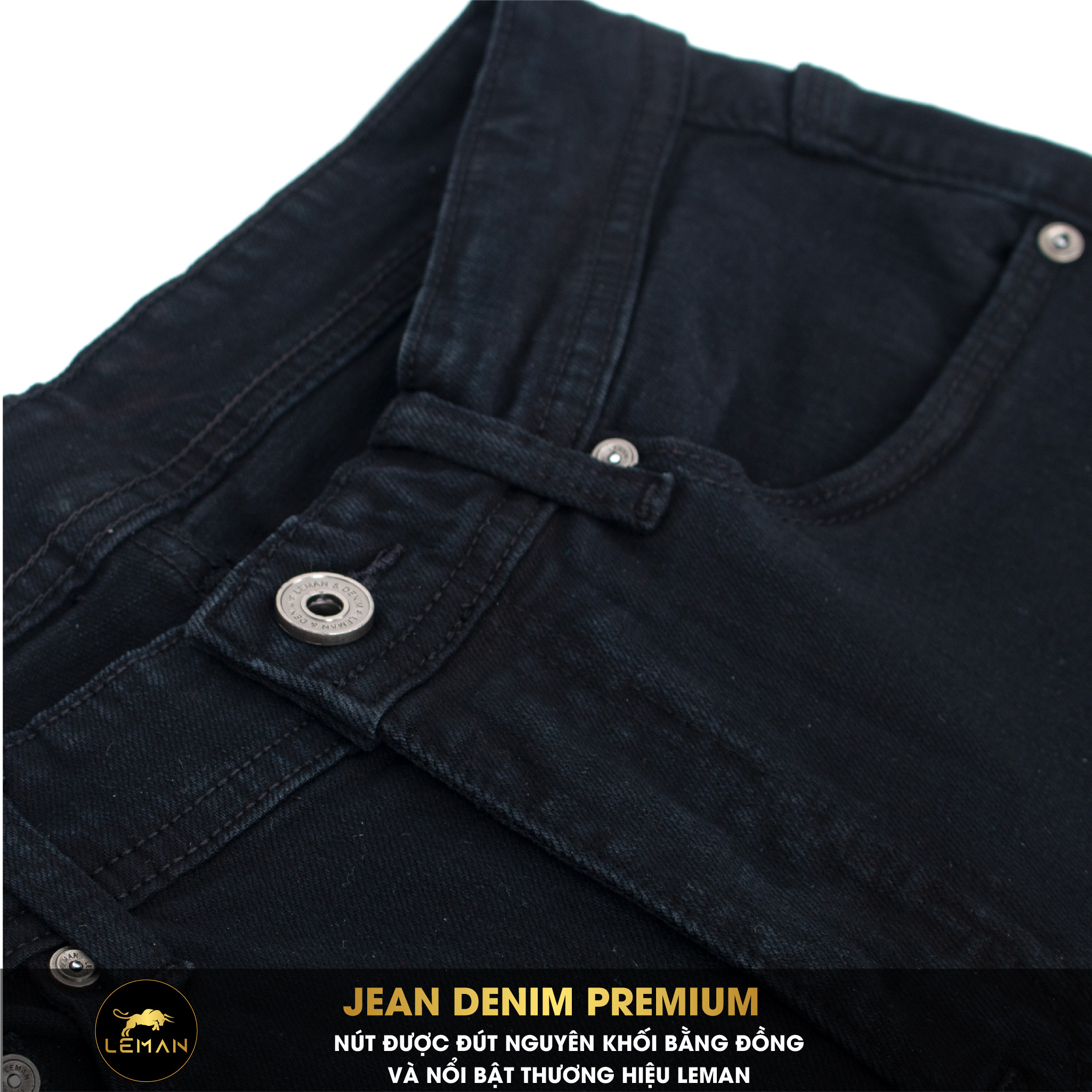 Quần Jean nam Leman màu đen rách gối JD20 - Slim Form