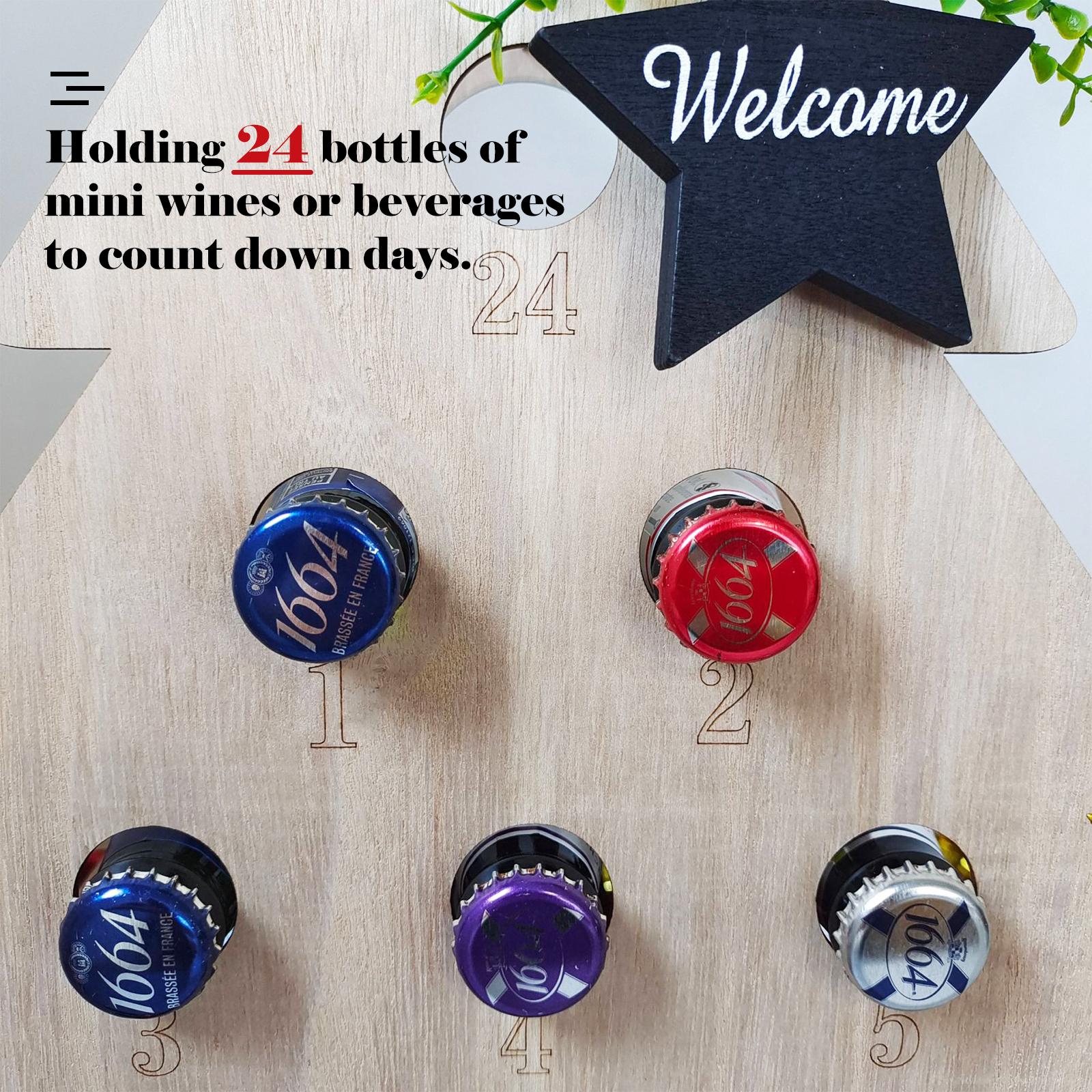 Wooden Wine Rack for 24 Bottles of Mini Wine/Beverages Christmas Tree Wine Rack Festival Decoration
