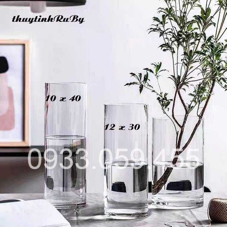 Bình Bông Lọ Hoa D12XH30Cm - Bình Hoa Thủy Tinh Trụ Tròn