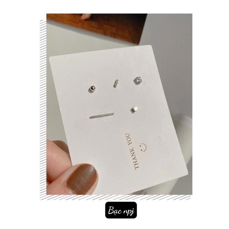Set Bông Tai ️ XINH XẮN ️ , Hoa tai Cá tính Bạc Ta- Bạc Npj