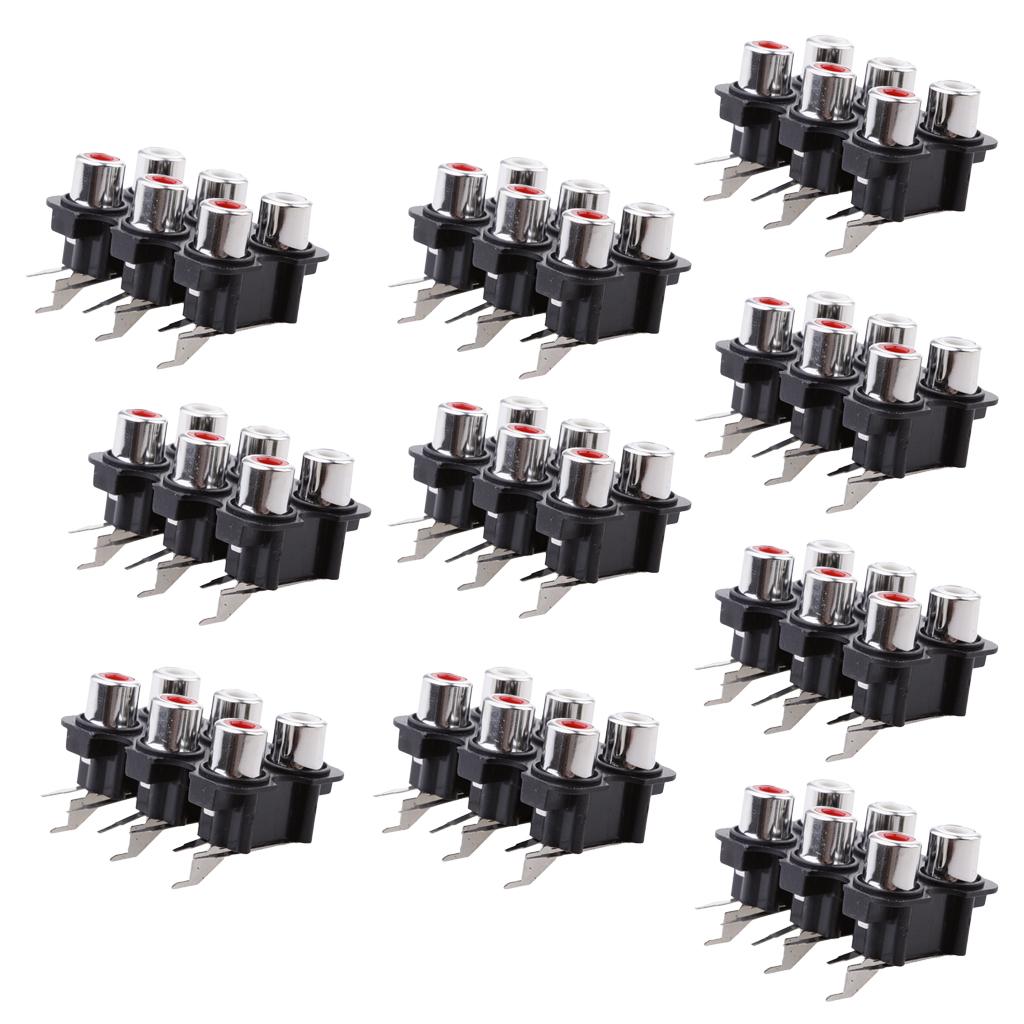 10 Pieces PCB Mount AV Concentric Outlet 6 RCA Female Socket Connector Board