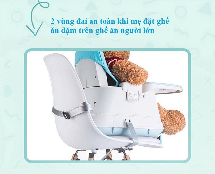 Ghế Ăn Dặm, Ghế Ăn Nâng Hạ Độ Cao Có Nệm Và Bánh Xe - Màu Xanh (Tặng Thìa Ăn Dặm Báo Nóng)