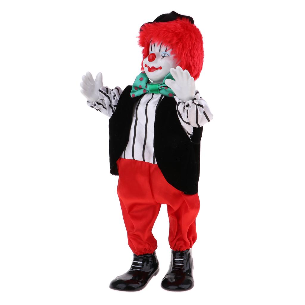 15inch Vintage Porcelain Clown Doll - can Sitting & Standing, Hand Painted Harlequin Doll Home Office Display Decoration,Birthday or Christmas Gift
