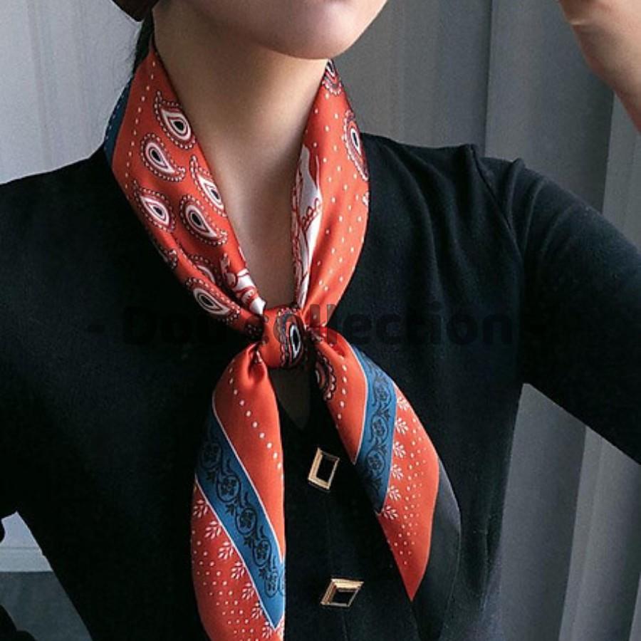 Khăn Lụa Vuông Họa Tiết Thổ Cẩm Ô Vuông - Chất Liệu Chiffon - 70x70cm - Mã KL013