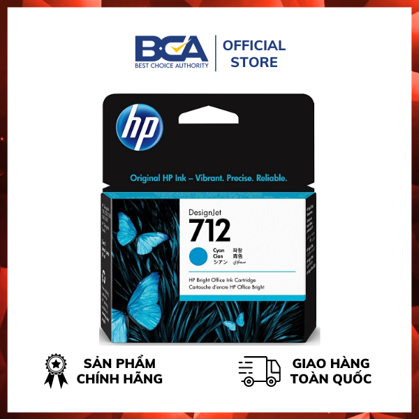 Mực In Phun HP 712 Cyan Ink Cartridge 29ml (3ED67A) - Hàng chính hãng