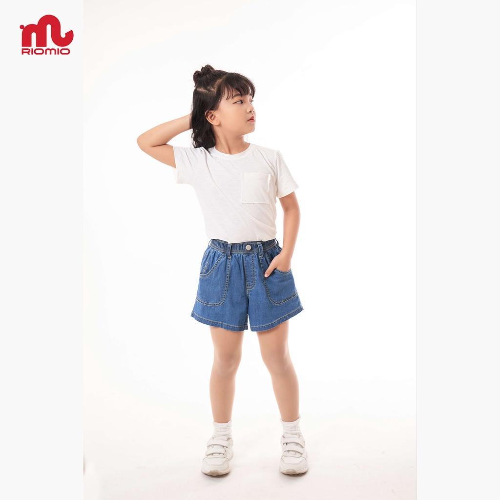 Quần bé gái short jean RIOMIO sooc bò cho trẻ em 100% cotton USA co giãn nhẹ thoáng mát thời trang - RO206