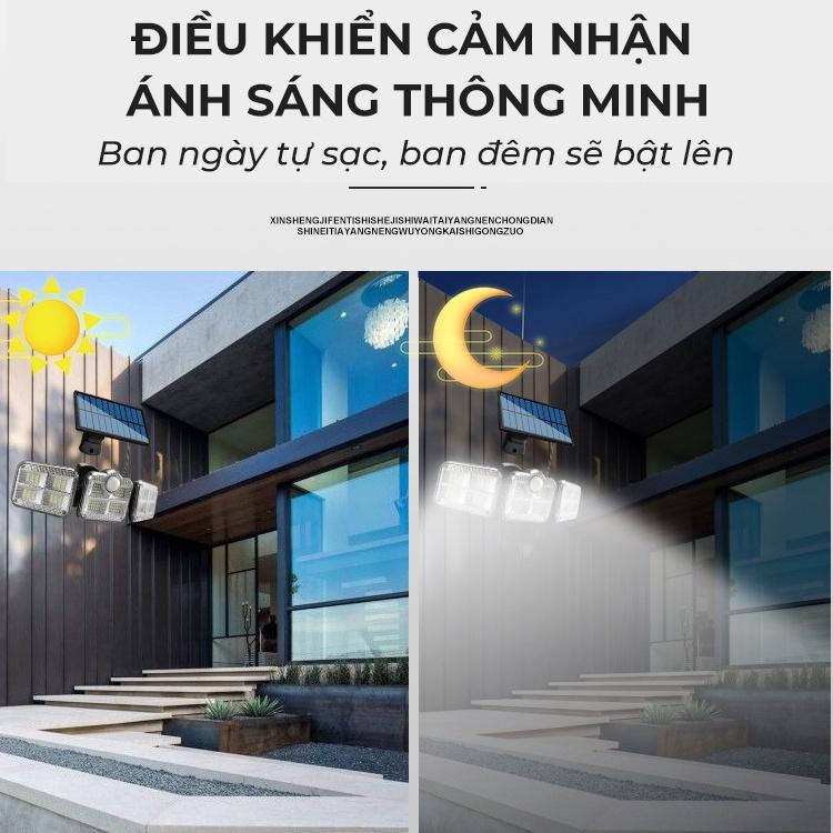 Đèn năng lượng mặt trời cảm ứng, loại đèn led cảm biến hồng ngoại kèm thiết bị điều khiển từ xa với nhiều chế độ sáng