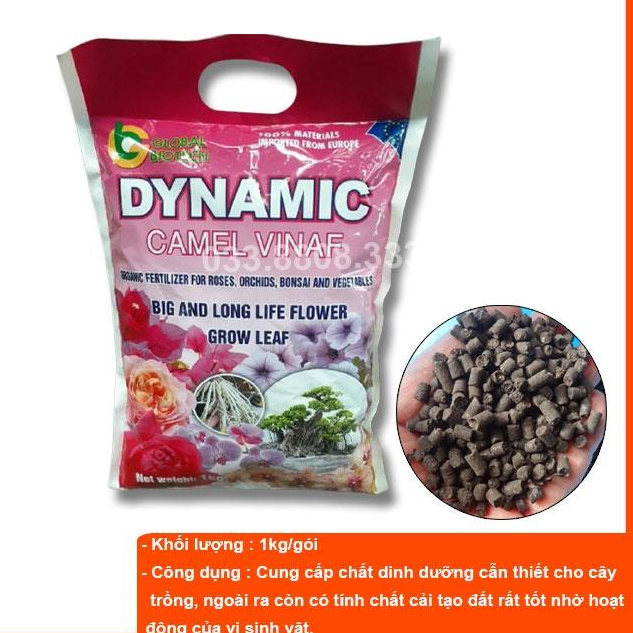 Phân gà hữu cơ Nhật Bản Dynamic Camel túi hồng dành cho hoa hồng, hoa lan và cây cảnh