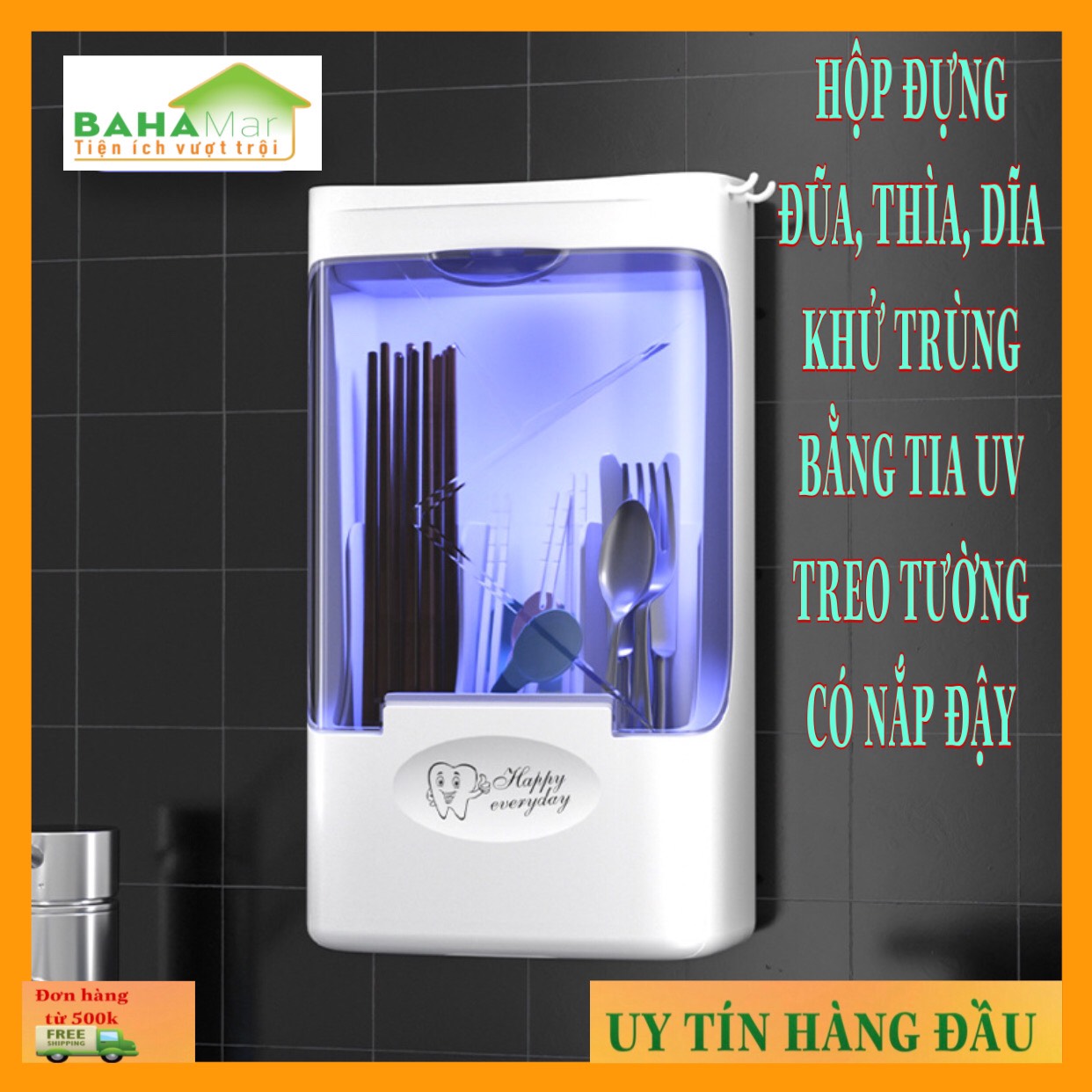 HỘP ĐỰNG ĐŨA  THÌA  DĨA KHỬ TRÙNG BẰNG TIA UV TREO TƯỜNG CÓ NẮP ĐẬY  BAHAMAR  giúp an toàn vệ sinh trong ăn uống tăng cao  sạch sẽ và đẹp cho gian bếp