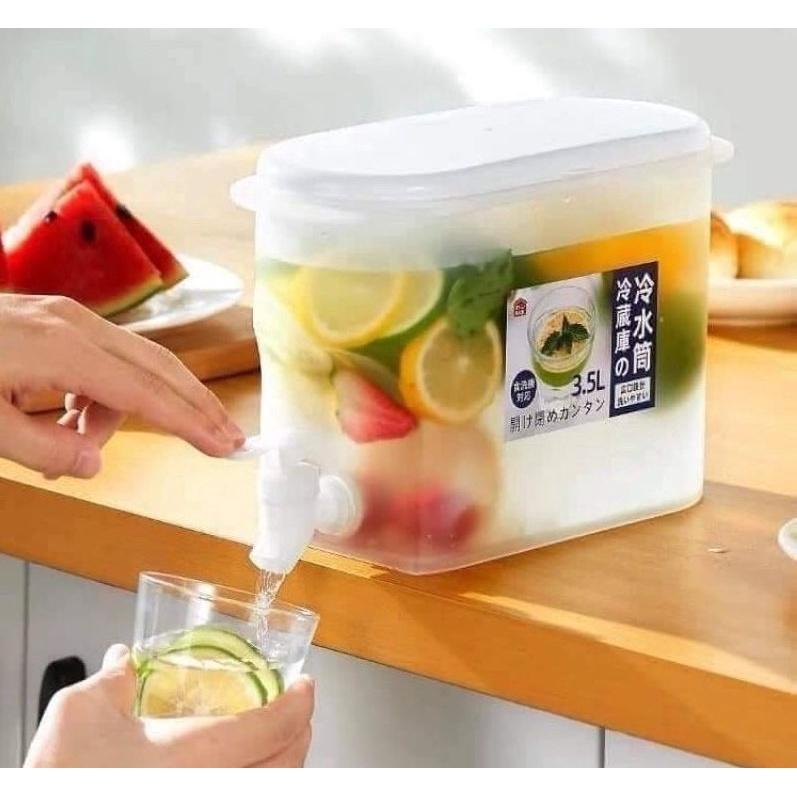 Bình đựng nước hoa quả, detox để tủ lạnh có vòi rót dung tích 3,5 lít chịu nhiệt tốt - Bình nước nhựa gia đình