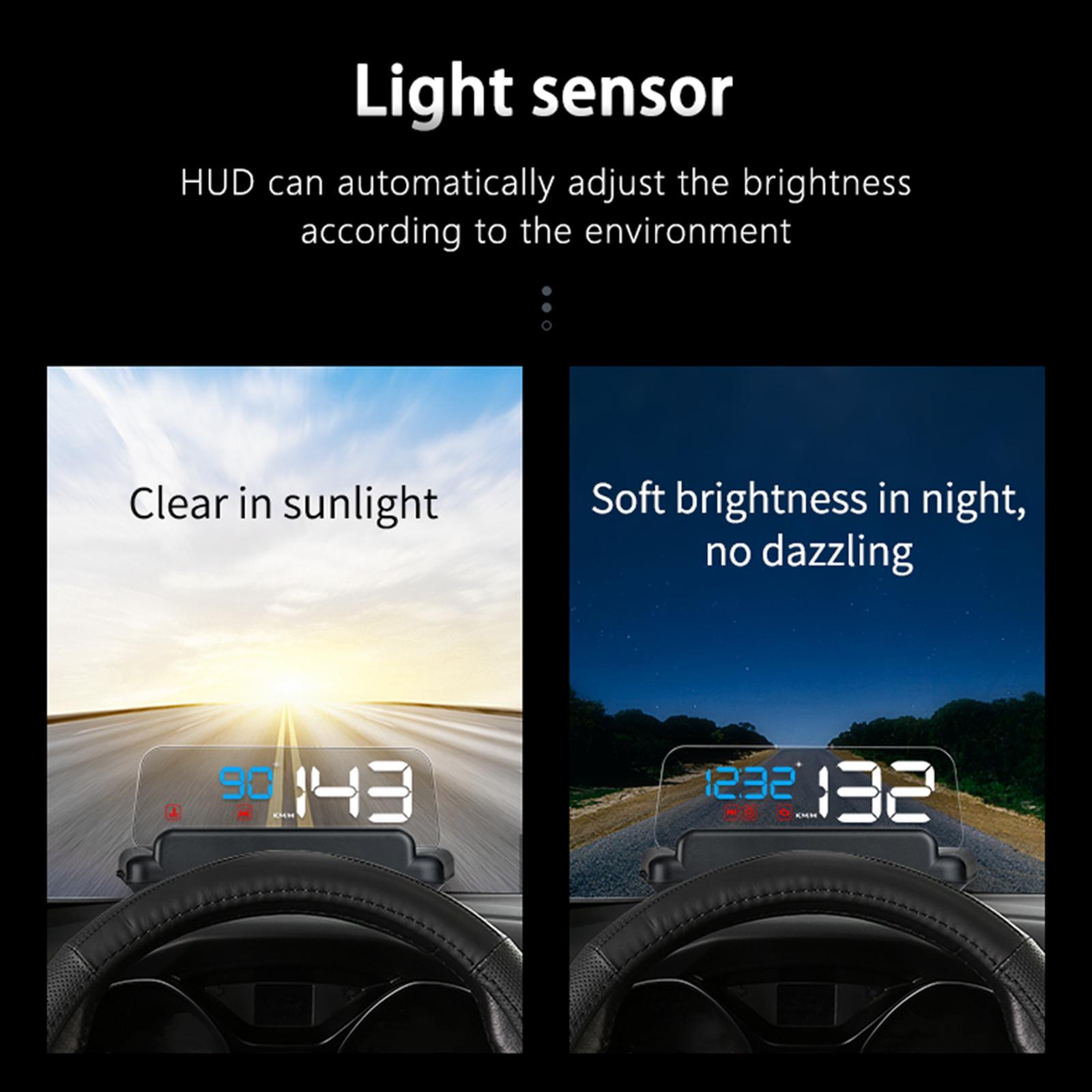 Car HUD Head up Display, Water Temp Alarm, 3D Tired Alarm, Windshield Projector, HUD Projection, Digital Speedometer, for All Cars